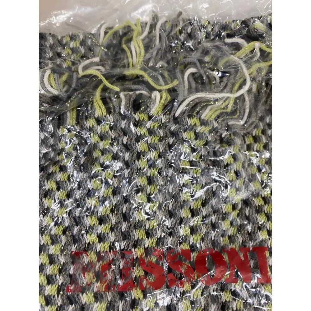 Missoni Knit Scarf w/ Lurex Black/Yellow/Gray NEW